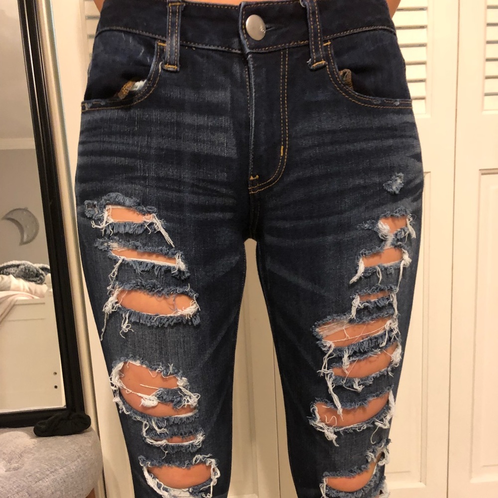 ripped dark wash jeggings